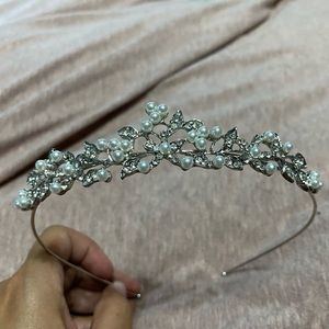 David’s Bridal silver tiara flower girl wedding